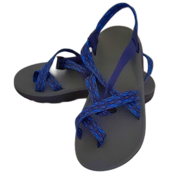 Men's Chaco Vibram Adjustable Outdoor Sandal Blue Gray Size 12 - Picture 8 of 8